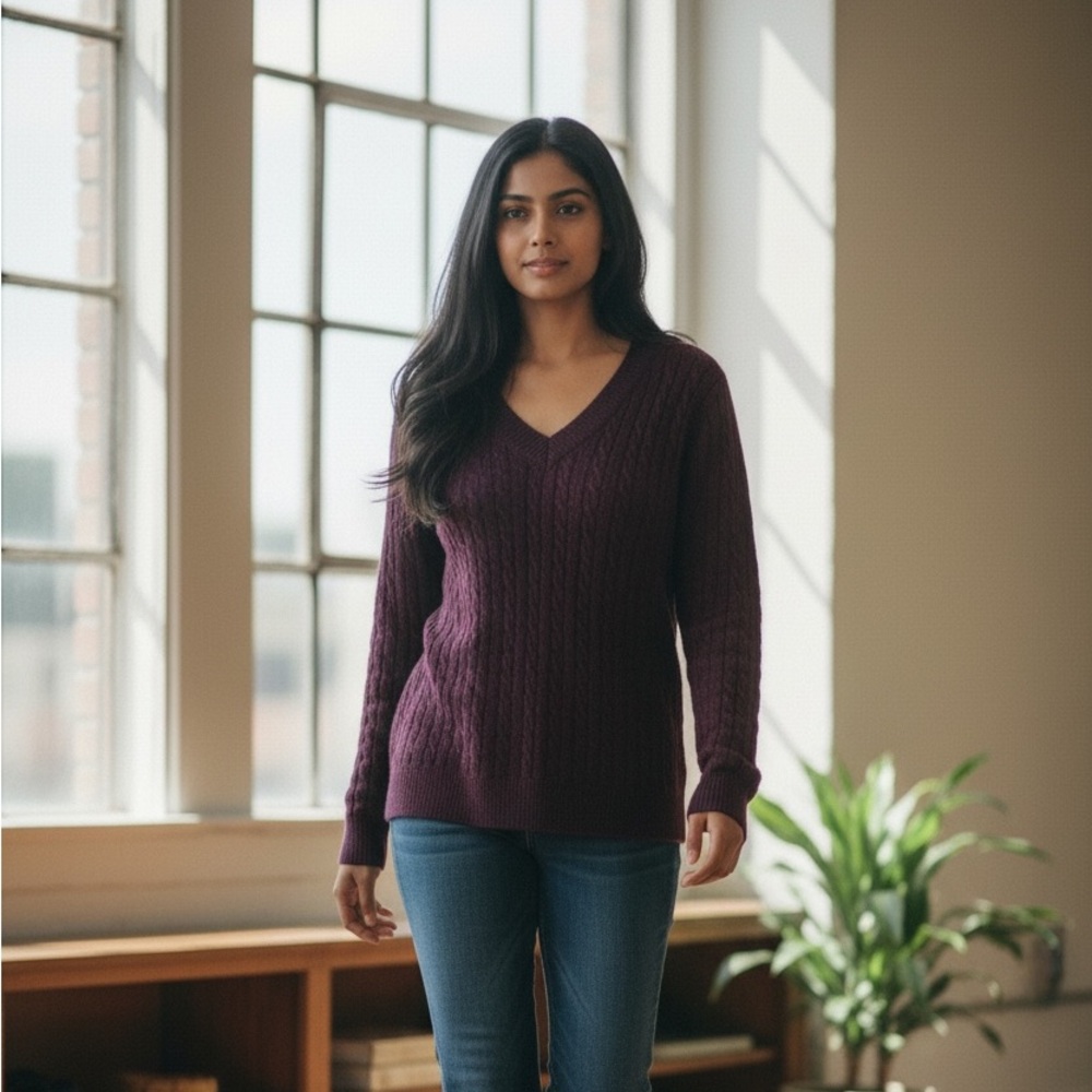 Marina Luna Purple Cashmere Small Sweater soft